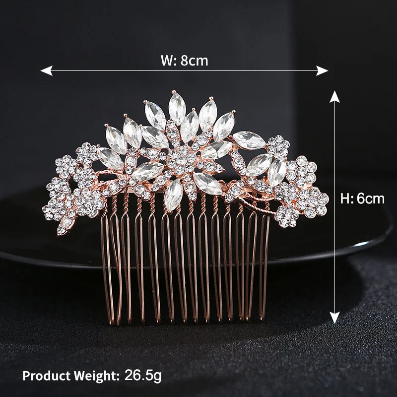 Rose Gold Color TREAZY красивый со стразами, с украшением в виде кристаллов с цветочным узором свадебные гребни для волос для Для женщин свадебные головные уборы украшения для волос аксессуары для невест подарки - Окраска металла: Rose Gold Color