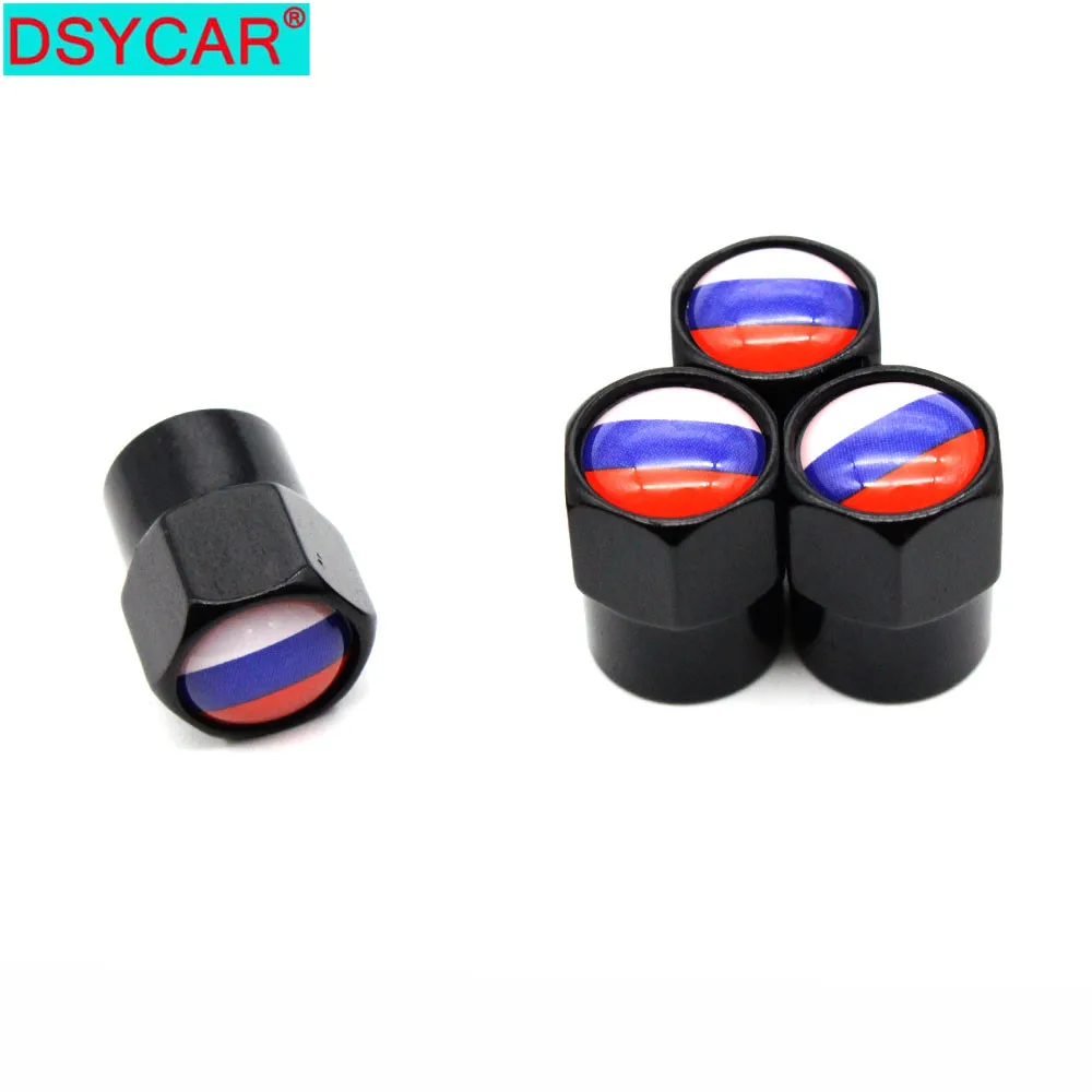 

DSYCAR 4Pcs/Set Car Styling Aluminium Alloy/Copper Russia Flag Car Tire Valve Caps Wheel Tires Tire Stem Air Cap Airtight Covers