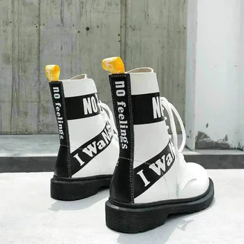 

2019 Autumn And Winter New Shoes Genuine Leather Boots 10 Hole Flat Bottom Low Heel Boots Female England Boots