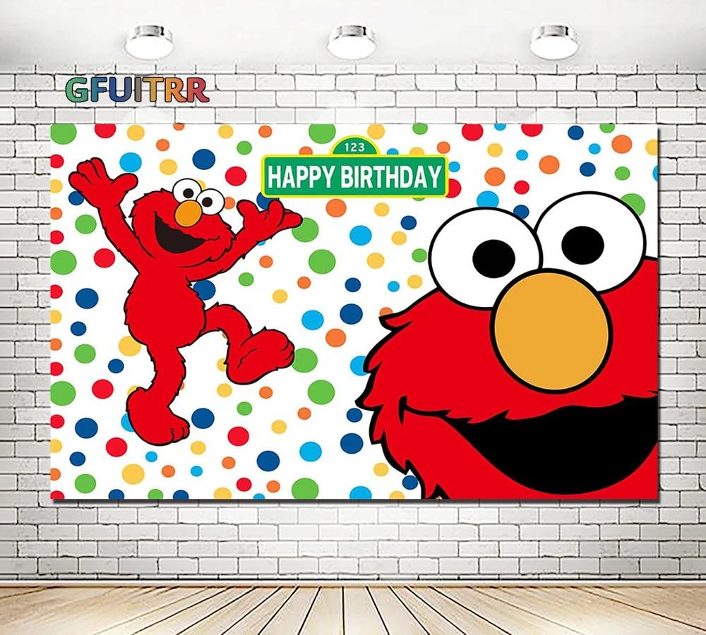 Gfuitrr Elmo Merah Latar Belakang Fotografi Baby Shower Pesta Ulang Tahun Anak Anak Latar Belakang Foto Titik Warna Warni Alat Peraga Stan Foto Vinil Background Aliexpress