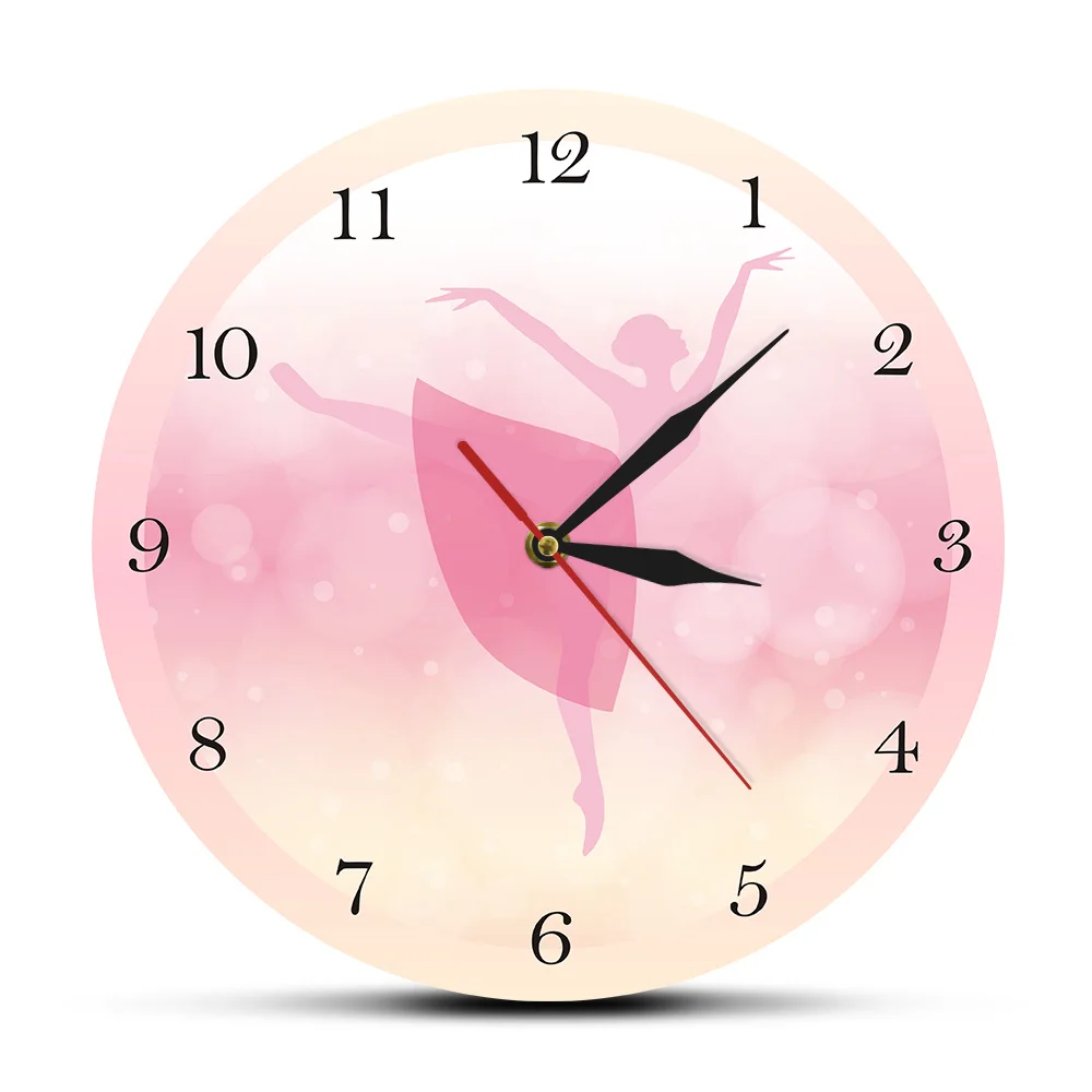 Normal Clock Hands Украшение для спальни, балетная девочка, принцесса, Розовые Настенные Часы для маленькой девочки, танцевальные настенные часы, балерина, движущиеся ноги, танцевальные часы, часы - Цвет: Normal Clock Hands