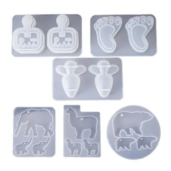 

6pcs/set DIY Crystal Epoxy Mold Thermometer Footprint Carrot Shape Silicone Molds