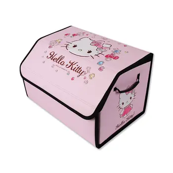 

E-FOUR Car Trunk Organizer Collapsible Storage Non Slip Bottom Securing Straps Folding Cover Cargo Storage Pink for Girl Tidying
