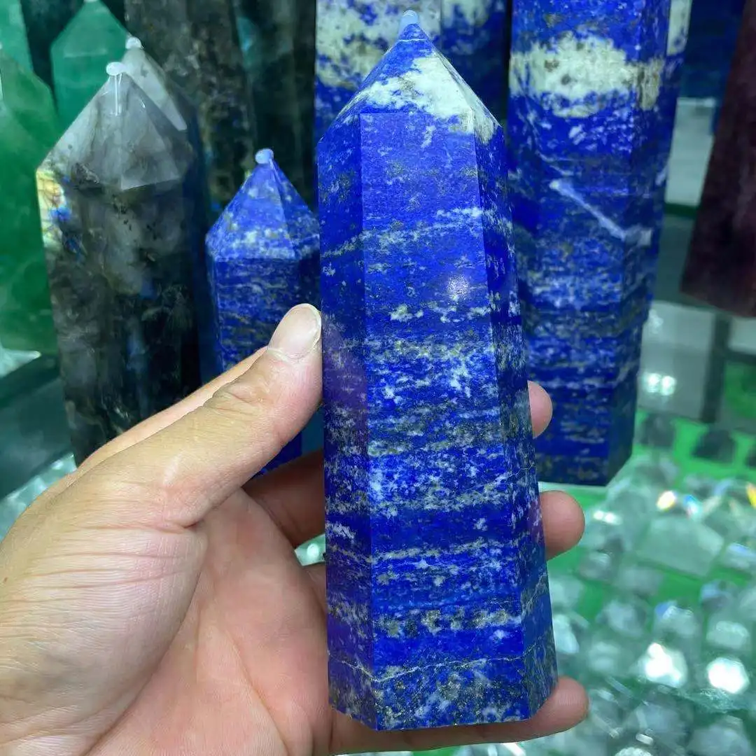 200-1200g Natural lapis lazuli crystal obelisk quartz crystal rod tip healing