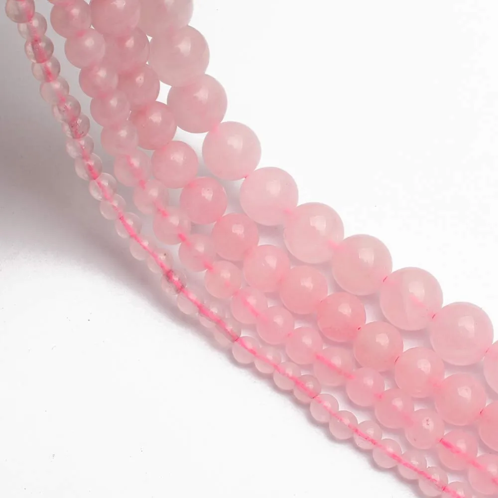rose quartz_Love Beads 天然石圆珠珠宝制作 38.10 厘米 4-6-8-10-12-14mm 半宝石珠 灰_3