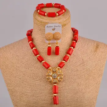 

african wedding coral beads set nigerian necklace costume jewelry set 20C50