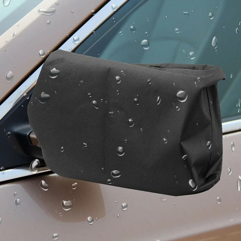 2Pcs Black Auto Car Rear View Side Mirror Frost Guard Snow Ice Winter Waterproof Cover Mirror cover Sun protection snow cloth