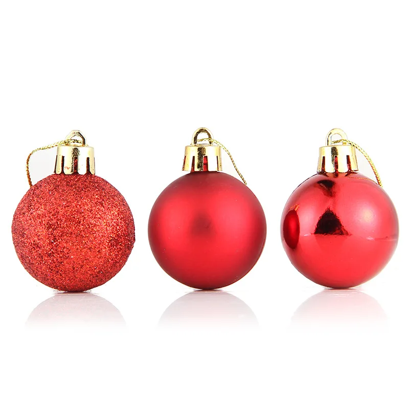 24 шт. 4 см новогодняя елка Декор шар на Рождество вечерние блестящие шары украшния подвесное украшение для Рождественское украшение для дома - Color: red
