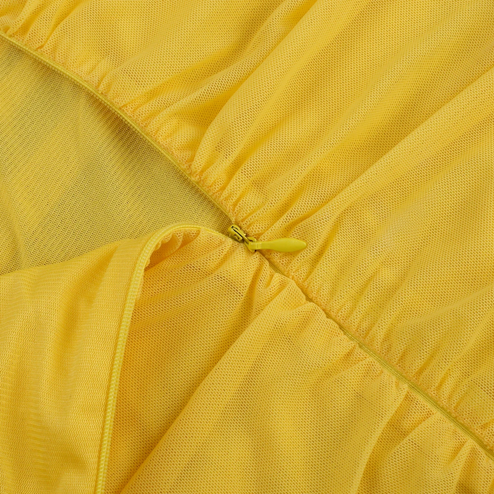 Ocstrade желтый Strapy без рукавов макси с Боковым Разрезом Bodycon платье HI1062-Yellow