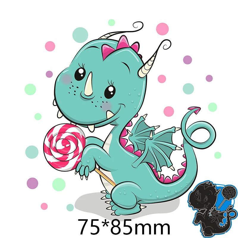 

New Metal Cutting Dies cCute Dinosaur Stencils For DIY Scrapbooking Paper Cards Craft Making Craft Decoration 75*85mm
