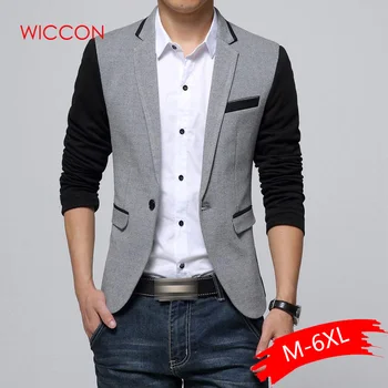 

New Slim Fit Casual jacket Cotton Men Blazer Jacket Single Button Gray Mens Suit Jacket 2020 Autumn Patchwork Coat Male Suite