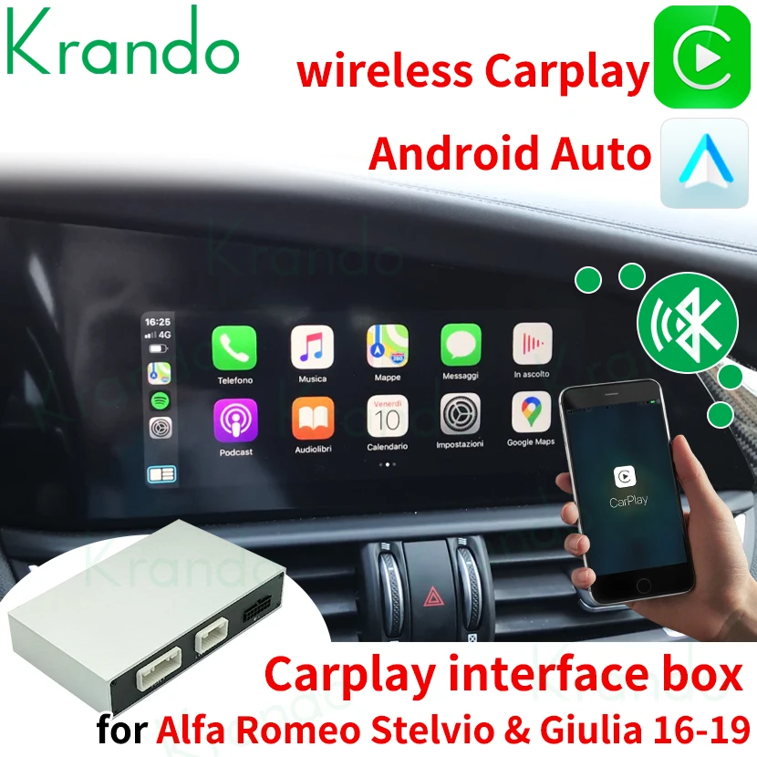 Автомобильный радиоприемник Krando беспроводной интерфейс Carplay для Alfa Romeo Giulia 952 Stelvio