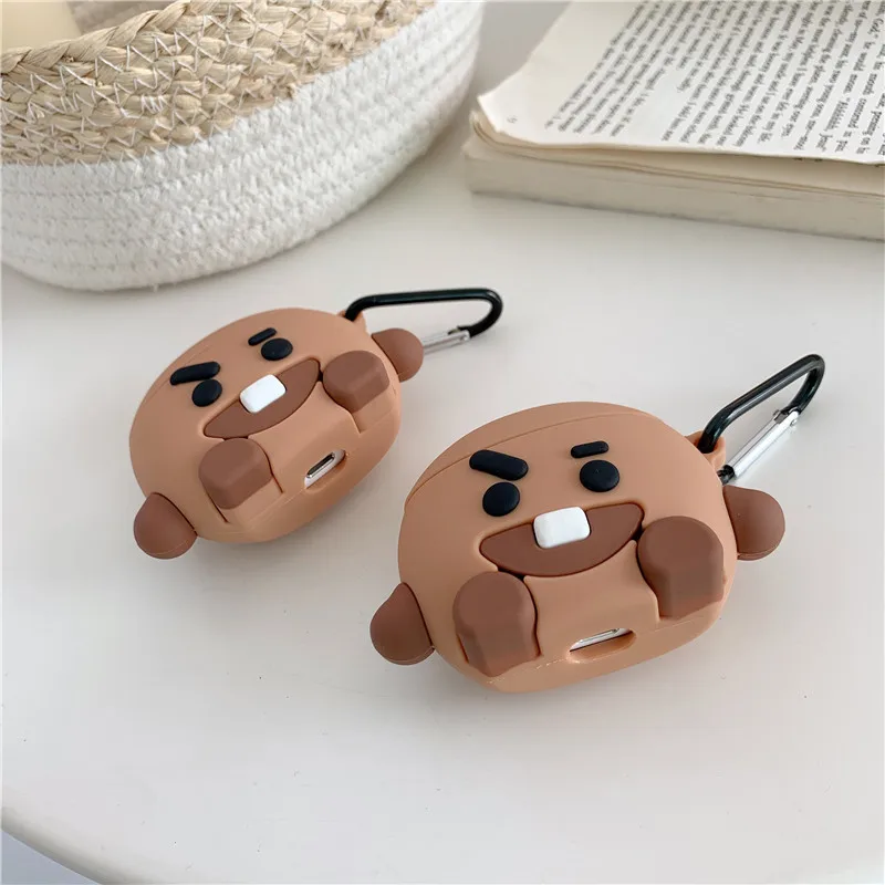 3D Cartoon Brown Chocolate Boy Silicone Headphone Case For Apple Airpods 1 2 Cover Wireless Bluetooth Cute Earphone Case Cover