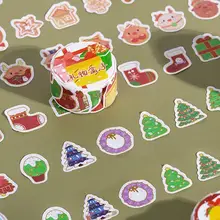 Autocollants décoratifs séries de noël, 150 pièces de ruban adhésif en papier bronzé et découpé M3f3