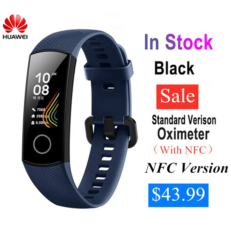 

Original Huawei Honor Band 5 Smart Band With NFC Oximeter Color Screen Heart Rate Monitor Fitness Tracker Waterproof Bracelet
