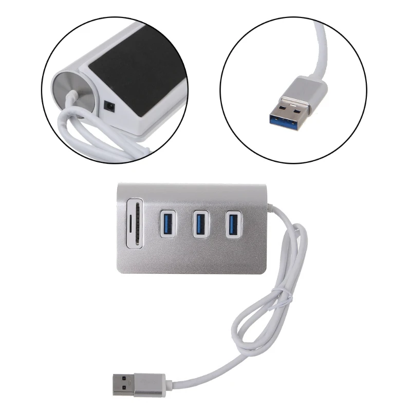 USB 3,0 концентратор 3 порта интерфейс питания устройство для чтения карт SD TF Для iMac MacBook Air ноутбук