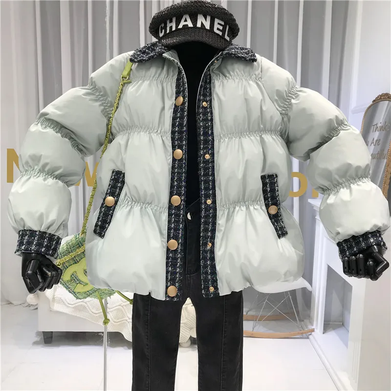 Abrigos Mujer Invierno 209 женские пальто Зимние однобортные толстые винтажные Лоскутные твид Ropa De Invierno Para Mujer