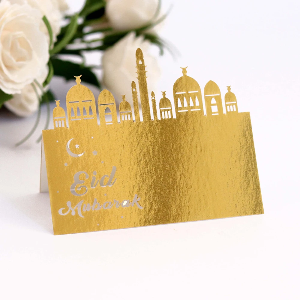 Eid Mubarak 50 шт. лазерная резка Имя Место карты Eid Mubarak настольная карта банкетное сиденье карта Праздничная вечеринка украшение стола