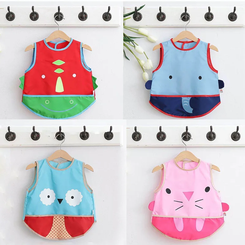 

New Style Cute Children's Waterproof Sleeveless Vest Bib Newborn Adjustable Lunch Feeding Bibs Baby Burp Cloths Wholesale