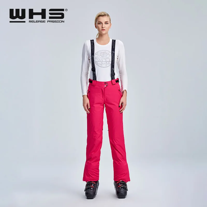 WHS женские лыжные брюки уличные теплые хлопковые брюки зимние водонепроницаемые, ветрозащитные и дышащие спортивные модные