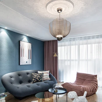 

Nordic Led Living Room Chandelier Modern Luxury Cafe Lighting Simple Grid Metal Modeling Novelty Bar Restaurant Hanging Lamp E14