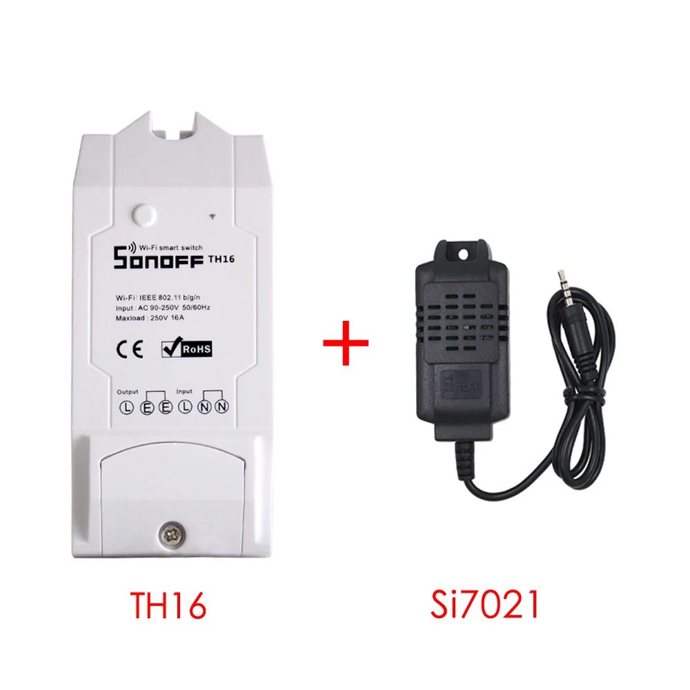 Sonoff TH16 TH10 умный Wifi переключатель 16A 10A с датчиком контроля температуры и влажности умный дом автоматизация - Комплект: TH16 with Si7021