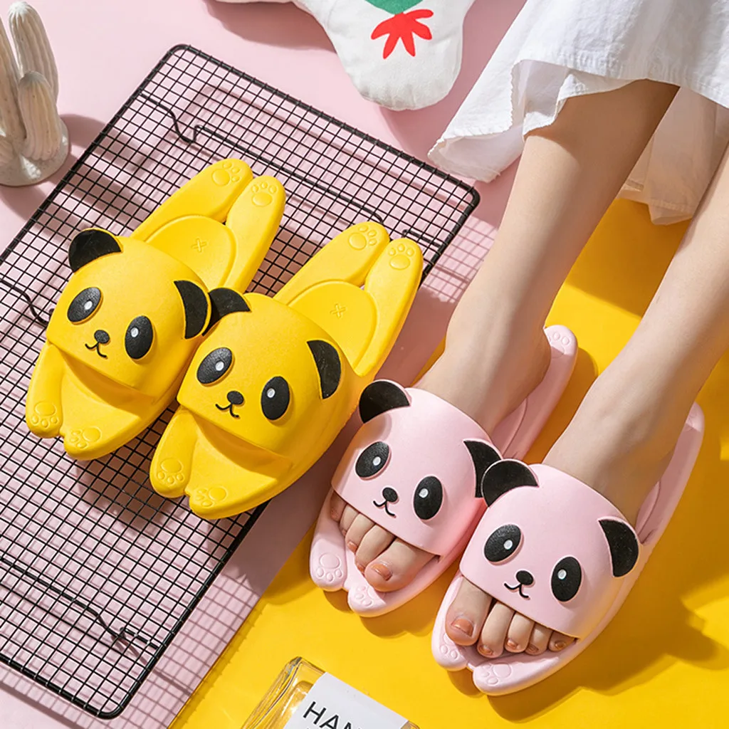 Тапки женские с мультяшным 3d-рисунком панды пляжные повседневные домашние