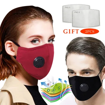 

1Pcs Fashion Respirator Mask With Breathing Valve Washable Cotton Activated Carbon Filter PM2.5 Mouth Masks Anti Dust Allergy