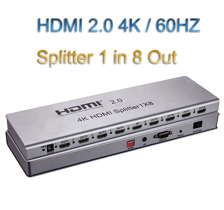 4K 1x8 HDMI 2,0 сплиттер 1 в 2 4 6 8 выход 1X2 1X4 HDMI сплиттер видео конвертер 4 K/60 HZ EDID RS232 для PS3 PS4 PC DVD для tv