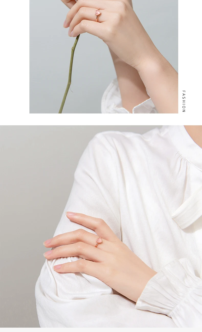 Modian Romantic Pink Opal Hearts Elegant Rose Gold Color Open Adjustale Rings for Women Fashion Fine Jewelry Valentine's Gift Modian Romantic Pink Opal Hearts Elegant Rose Gold Color Open Adjustale Rings for Women Fashion Fine Jewelry Valentine's Gift