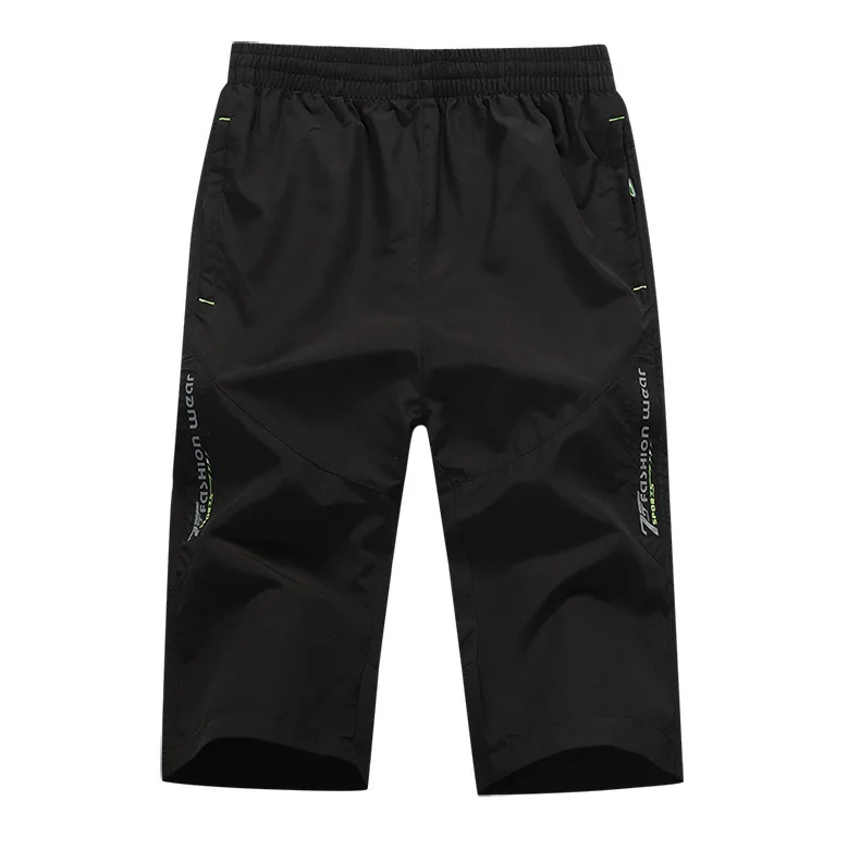 Men's Summer Leisure Gym Jogger Sports Pants Ice Silk Air-conditioned Quick-dry Fitness Seven-minute Pants Loose Trousers