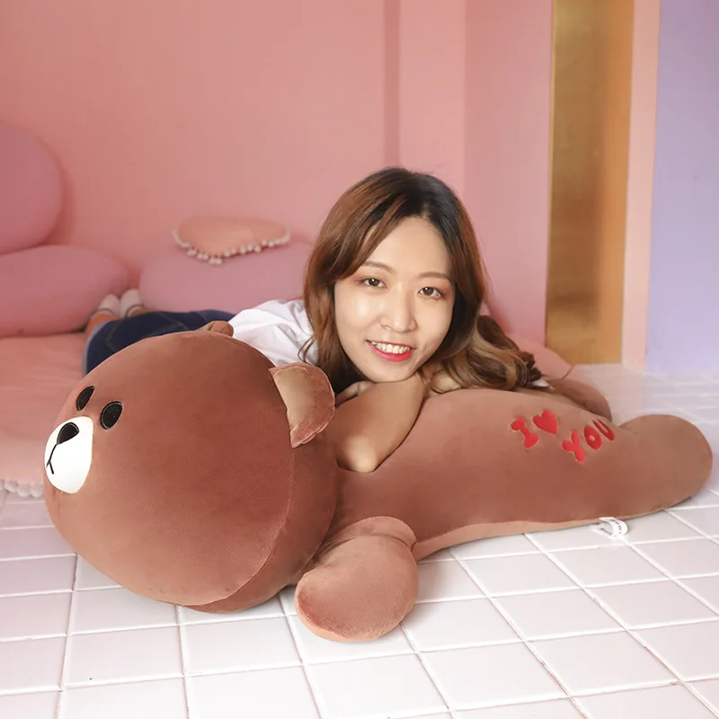 

Software Brown Bear Doll Super Soft And Short Plush Pillow Office Lumbar Support Pillow Bolster Plush Toys Customizable Logo