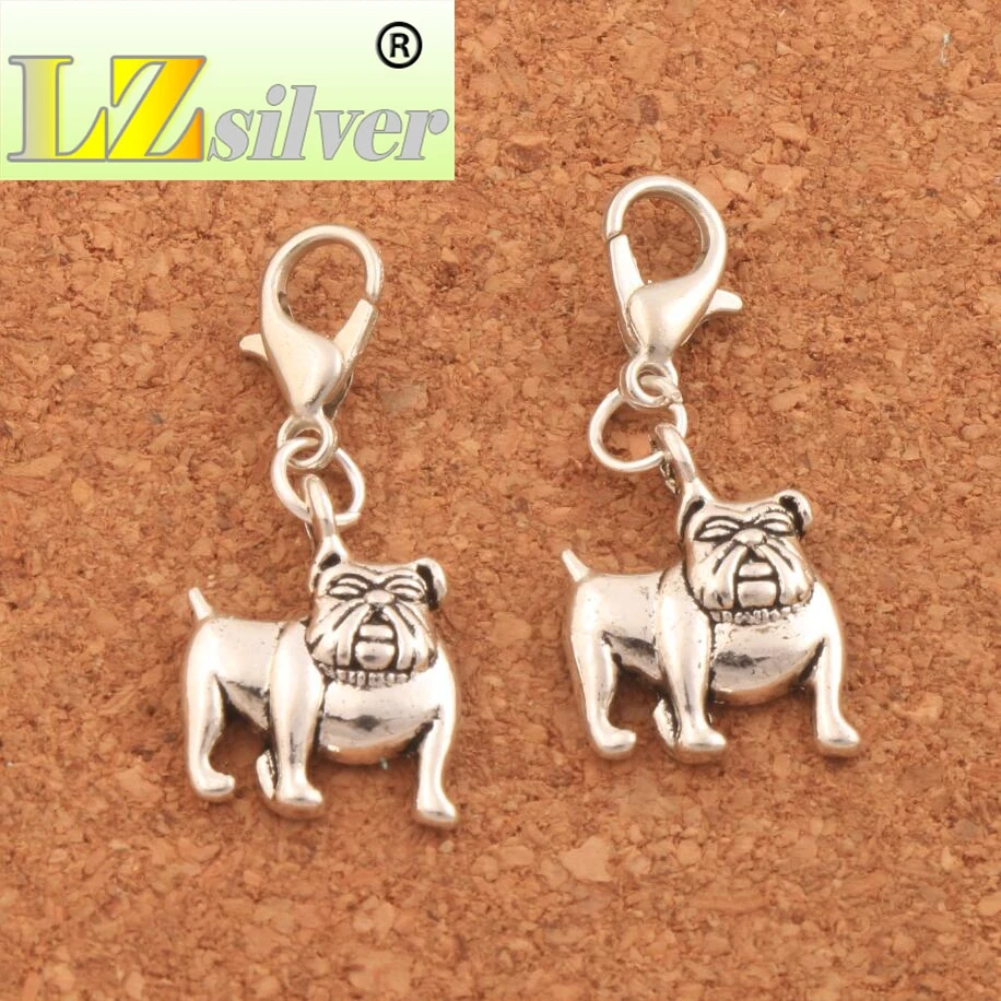 English Bulldog Clasp European Lobster Trigger Clip On Charm Beads 100Pcs 13x31mm Zinc Alloy C108
