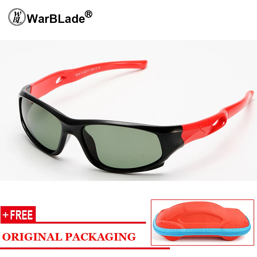 black red Детские поляризованные солнцезащитные очки WarBLad, детские спортивные очки с гибкой оправой, защитные очки, солнцезащитные очки UV400 для мальчиков и девочек - Цвет линз: black red