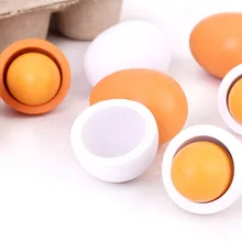 6PCS Wooden Eggs Yolk Pretend Play Kitchen Food Cooking Kids Children Baby Toy