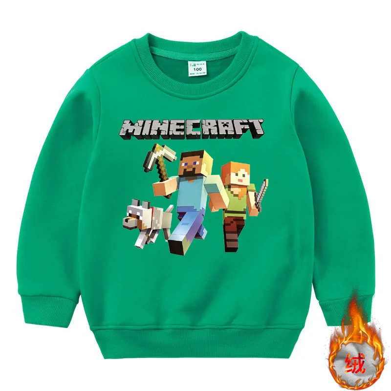 

2020 Minecrafted Fashion Children Plus Fleece Sweater Plus Fleece Autumn Winter Clothes Thickened Warm Children's Clothing