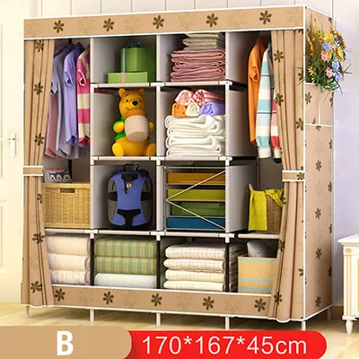 Non-woven Cloth Wardrobe Bedroom Folding Clothing Storage Cabinet Dustproof Moistureproof Closet Storage Furniture Multi Size HH340700CS7