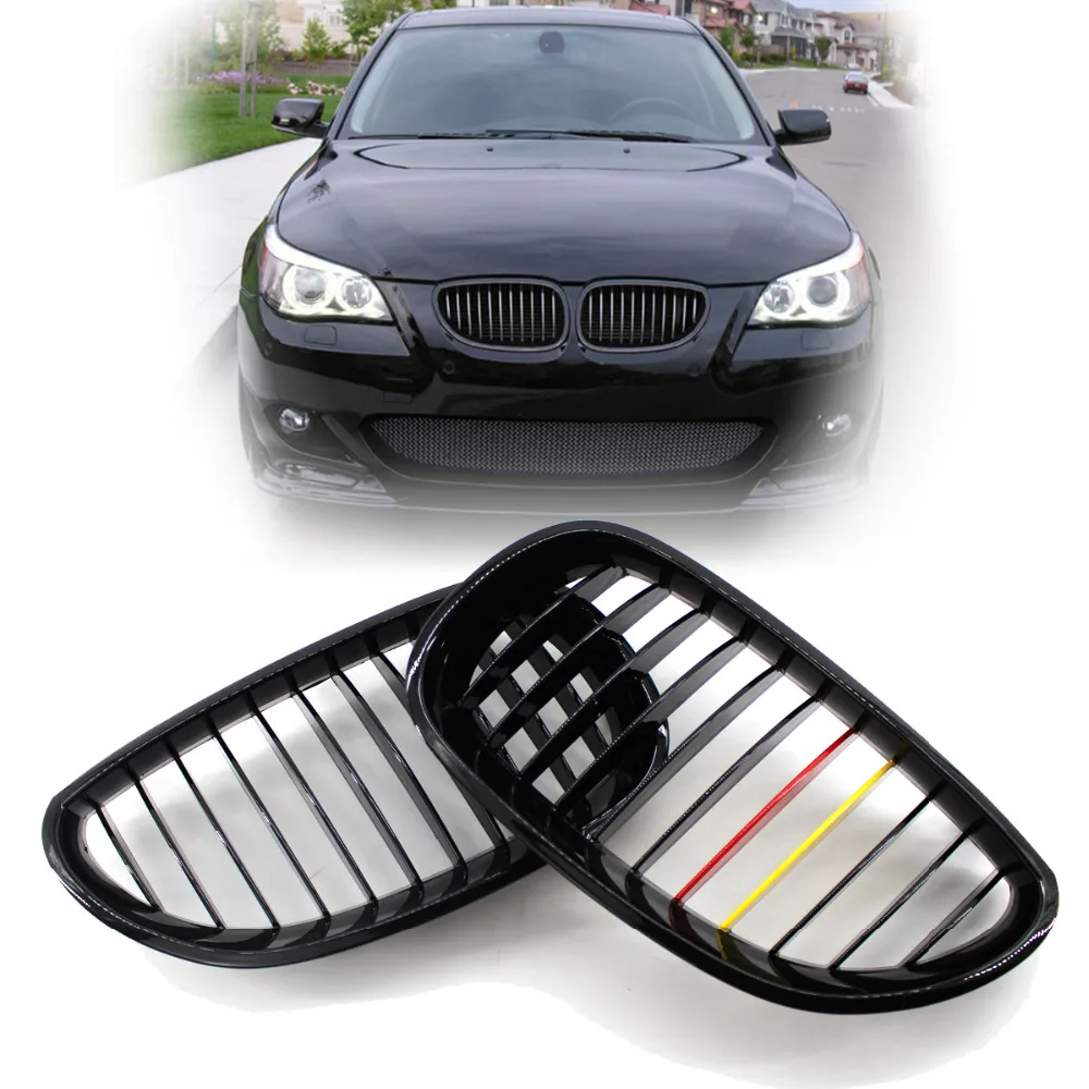 Для BMW E60 5 серии седан 2003 2004 2005 2006 2007 2008 2009 автомобиль accessries автомобилей спереди глянцевый черный м цвет почек решетка