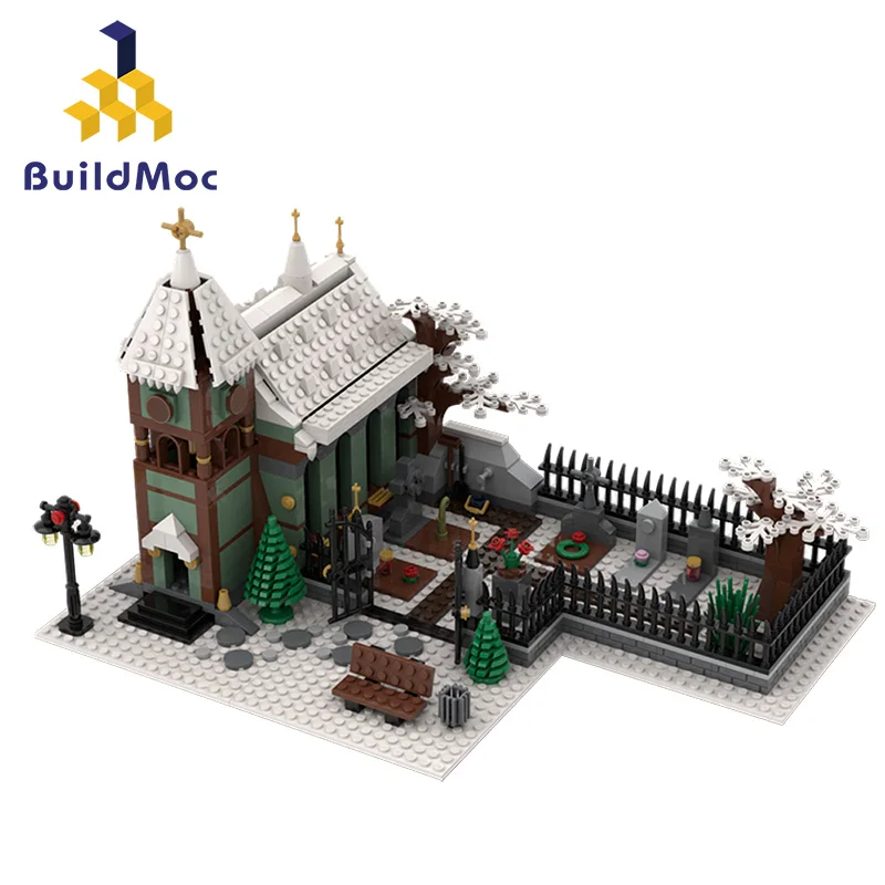 Buildmoc Рождественский зимний деревенский поезд Санты сани северный олень наборы