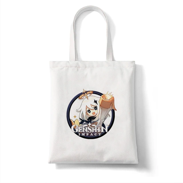 Canvas Bag Shopper Bag Genshin Game Kawaii Anime Shopping Bags Handbags Shoulder Bag Casual Handbag Women High Capacity Eco Bag B360O