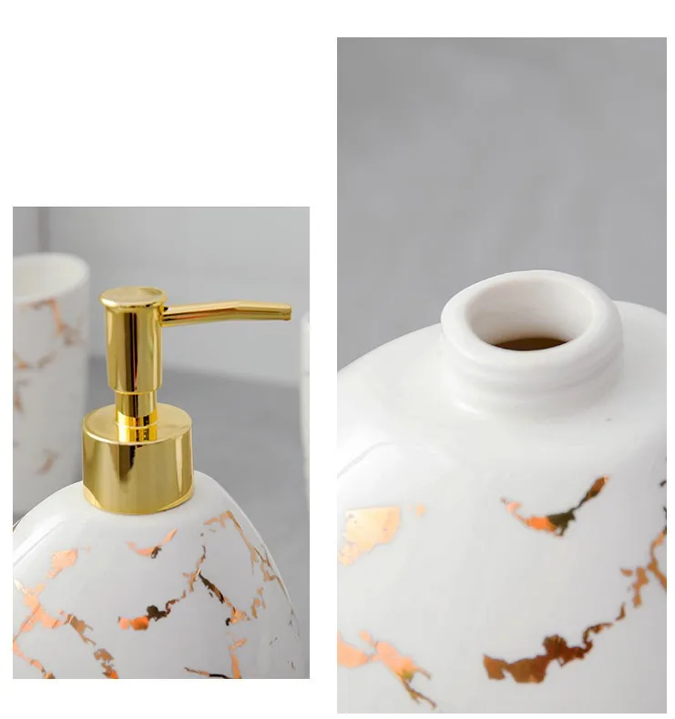 Набор японских аксессуаров для ванной комнаты мраморный узор керамика 5