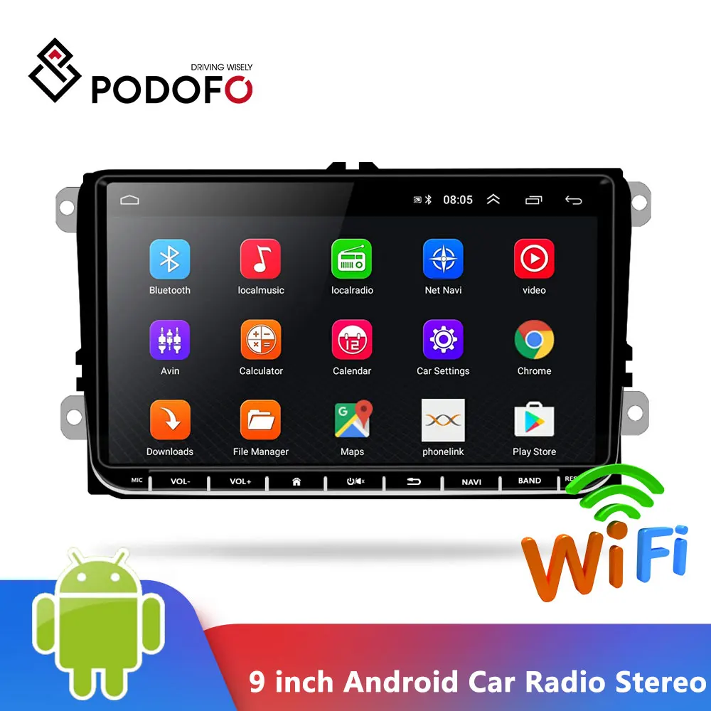 Автомагнитола Podofo 9 дюймов Android 6 0 с сенсорным экраном 2 din|Мультимедиаплеер для авто| |