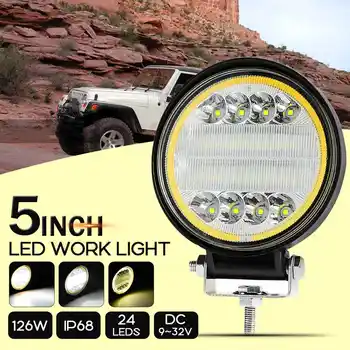 

5" Round 126W Car LED Work Light Spot Lamp Offroad Truck Tractor Boat SUV UTE 12/24V Universal Boating Hunting Outdoor Lighting