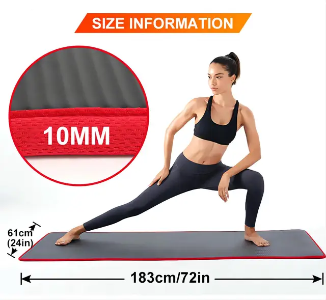 10MM Extra Thick Yoga Mats Non-slip NRB Exercise Mat with Bandages  Tasteless Pilates Gym Workout Fitness Mats 183cmx61cm - AliExpress