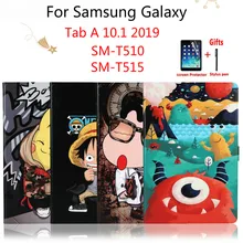 Для samsung Galaxy Tab A 10,1 T515 SM-T510 чехол для SM-T515 Модный чехол с милым рисунком из искусственной кожи с откидной крышкой+ пленка