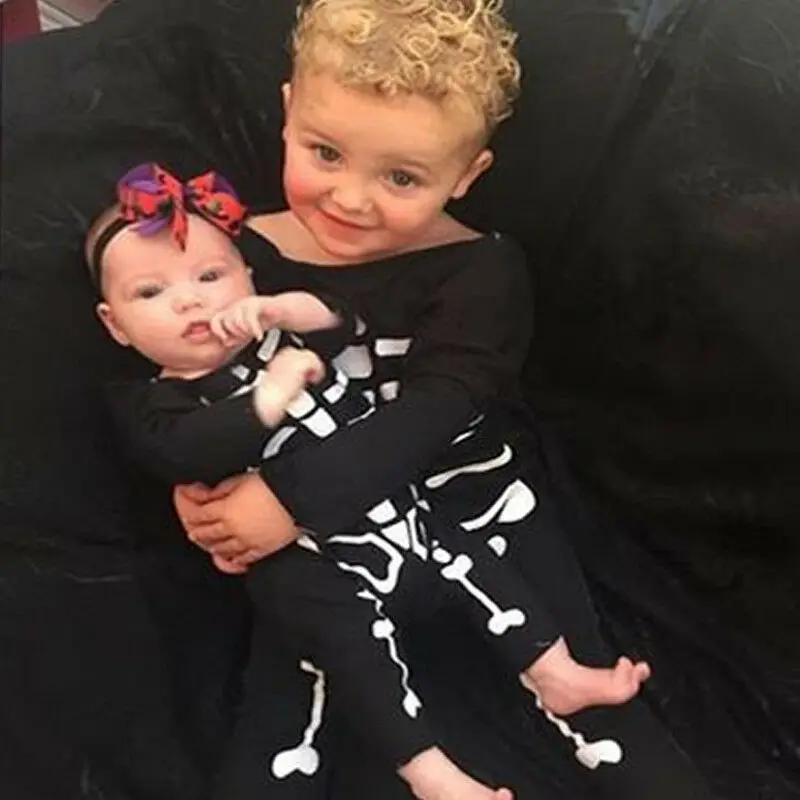 Goocheer Halloween Baby Rompers Long Sleeve Jumpsuit Skull Novelty Newborn Infant Toddler Boys Girls Costume Outfits Clothing