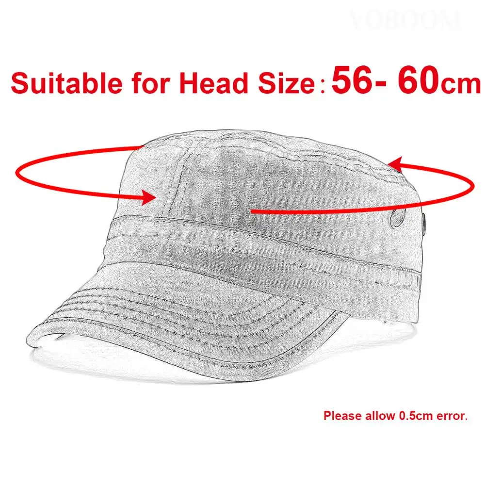 VOBOOM Military Hats Men Women Stylish Summer Autumn Washed Cotton Army Cap Flat Top Hat with Air Hole 162 - Image 6