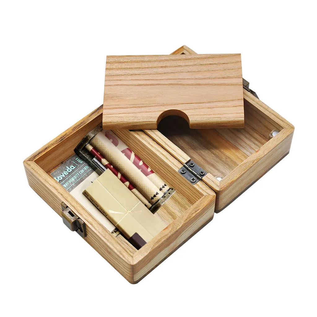 

Cigarette Box Improved Design Maple Wood Rolling Paper Storage Box Magnetic Stash Holds Cigarette Case Gift Box