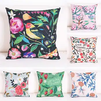 

Beautiful Flower plant Pillow Case Throw Pillowcase Cotton Linen Printed Pillow Covers For Office Home Textile