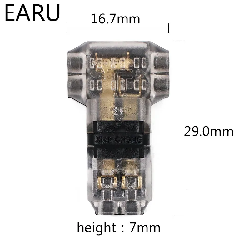 5 шт./лот 2 Pin 2 Way 300 В 10a Универсальный компактный провод проводка разъем T Форма проводник клеммный блок с рычагом AWG 18-24